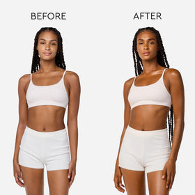 Tanologist mousse applied with mitt on leg for even, streak-free coverage