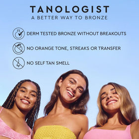 Tanologist being applied with a mitt demonstrating streak-free coverage benefit