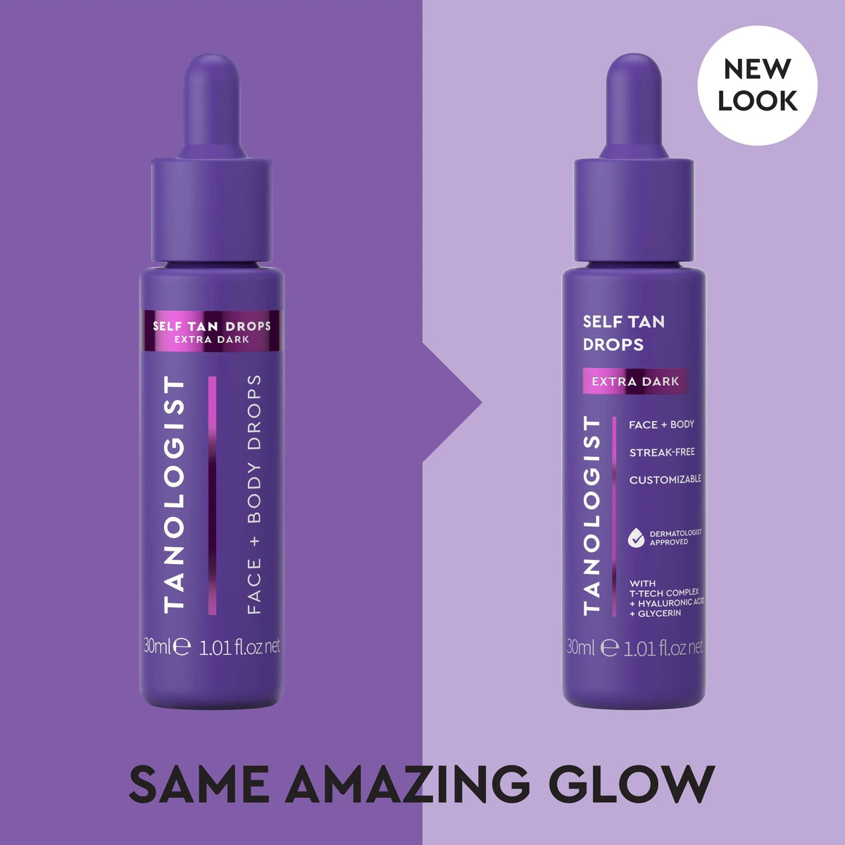 Tanologist pipette dispensing clear self-tan drops for precise, mess-free dosing
