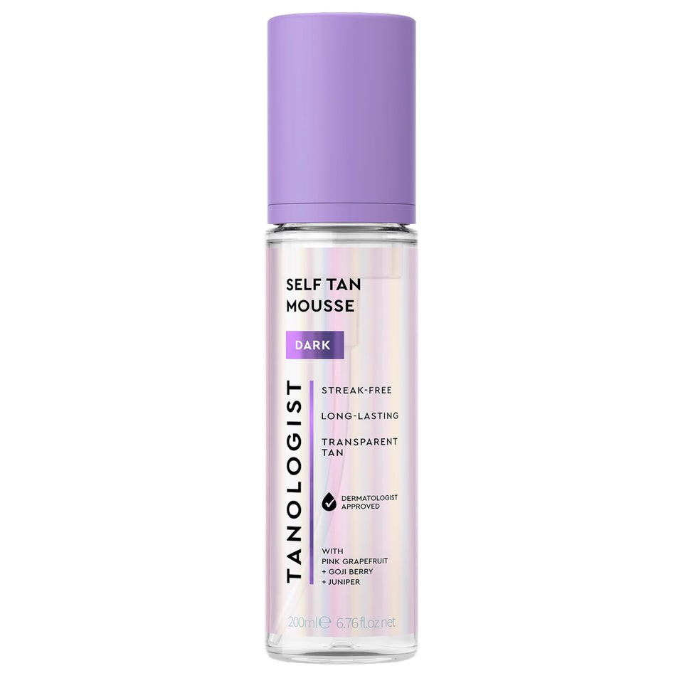 Tanologist bottle front view showing dark self tanner benefits