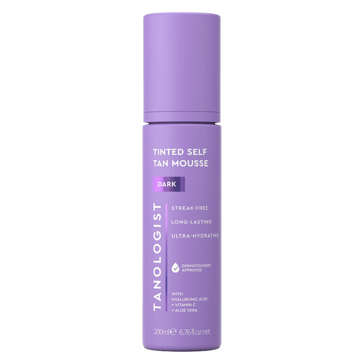 Tanologist front bottle showing dark mousse packaging and clear shade guide