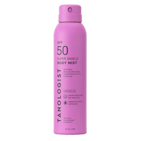 Tanologist front packaging showing bottle and SPF 50 protection benefits