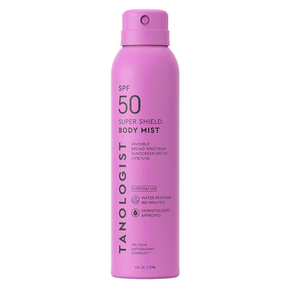 Tanologist front packaging showing bottle and SPF 50 protection benefits