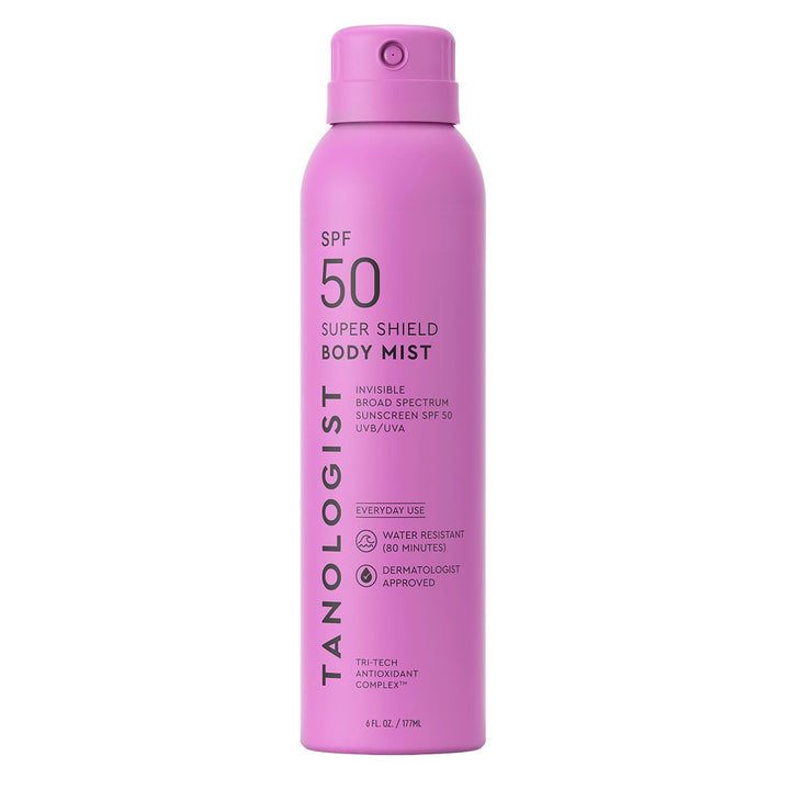 Tanologist front packaging showing bottle and SPF 50 protection benefits