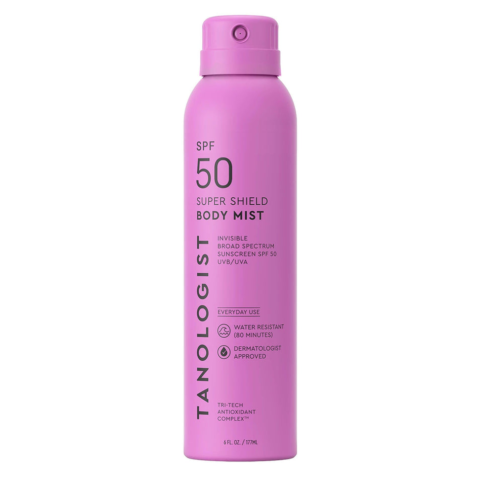 Tanologist front packaging showing bottle and SPF 50 protection benefits
