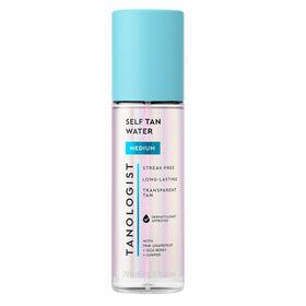 Tanologist bottle front packaging showing clear tanning water and brand