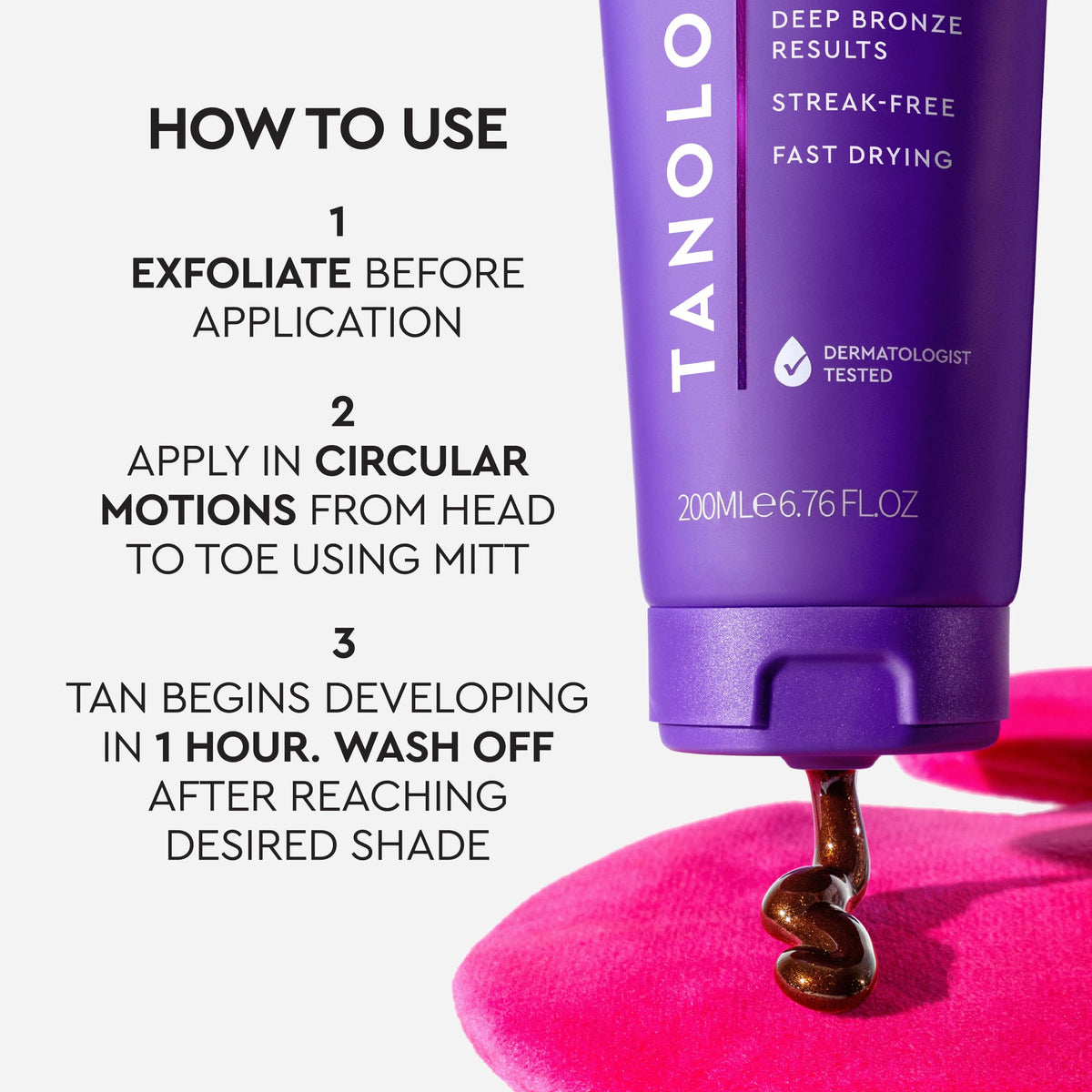Tanologist label close-up highlighting key ingredients for hydrating advantage
