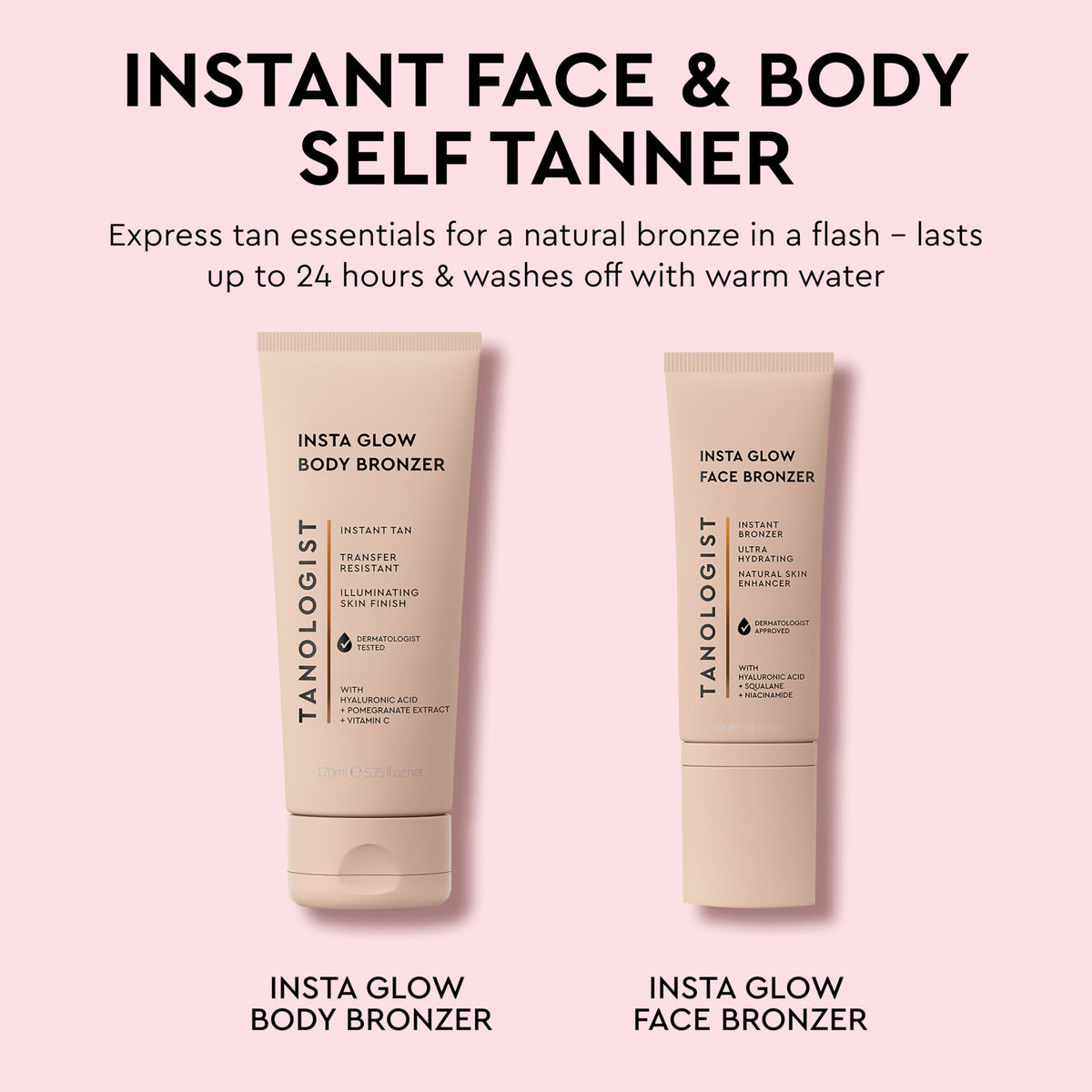 Tanologist on bathroom vanity suggesting everyday skincare and convenience