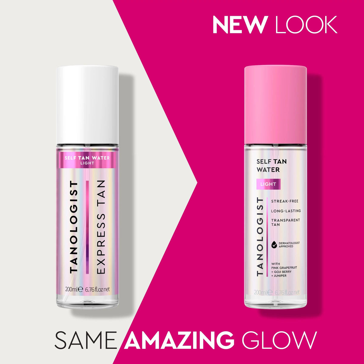 Tanologist mist spraying from nozzle illustrating even coverage and fast absorption benefit