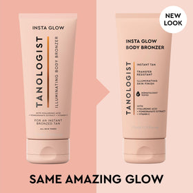 Tanologist lotion texture on skin close-up highlighting shimmer and smooth spreadability benefit