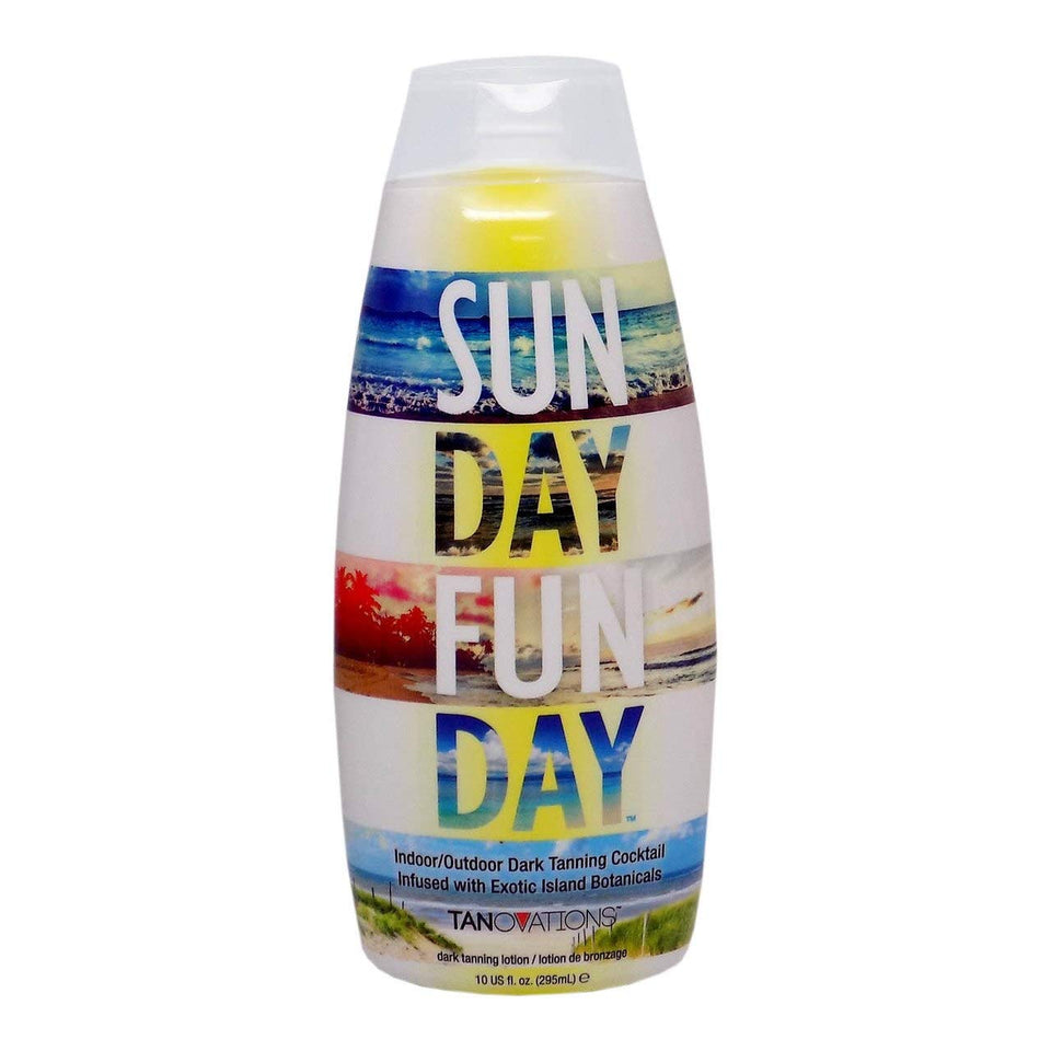 Tanovations Ed Hardy bottle front view showing label and tropical benefits