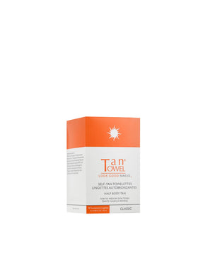 Tan Towel classic front packaging showing 10-count wipes and clear formula benefits