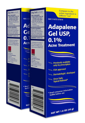 TARO adapalene front packaging showing two tubes and benefits