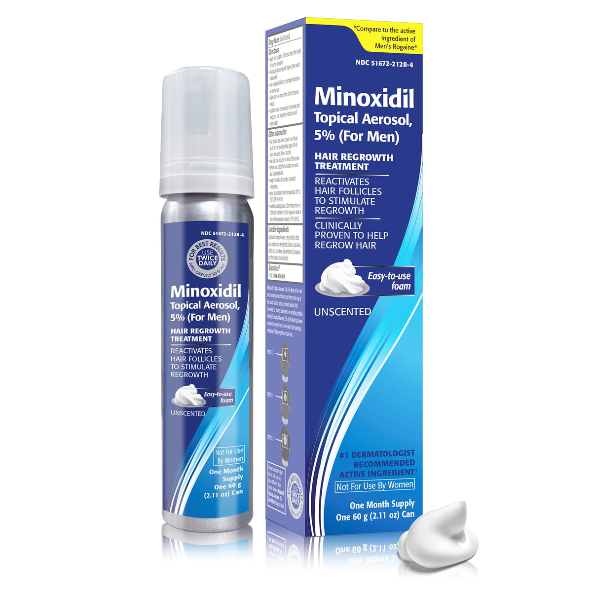 TARO front packaging showing 5% minoxidil foam and clear benefit