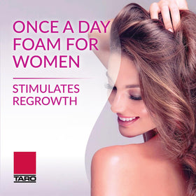 TARO minoxidil foam nozzle detail for controlled daily dispensing