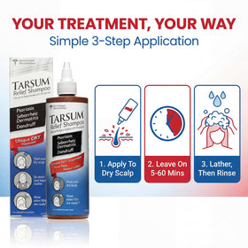 Tarsum before and after scalp photos showing reduced flaking