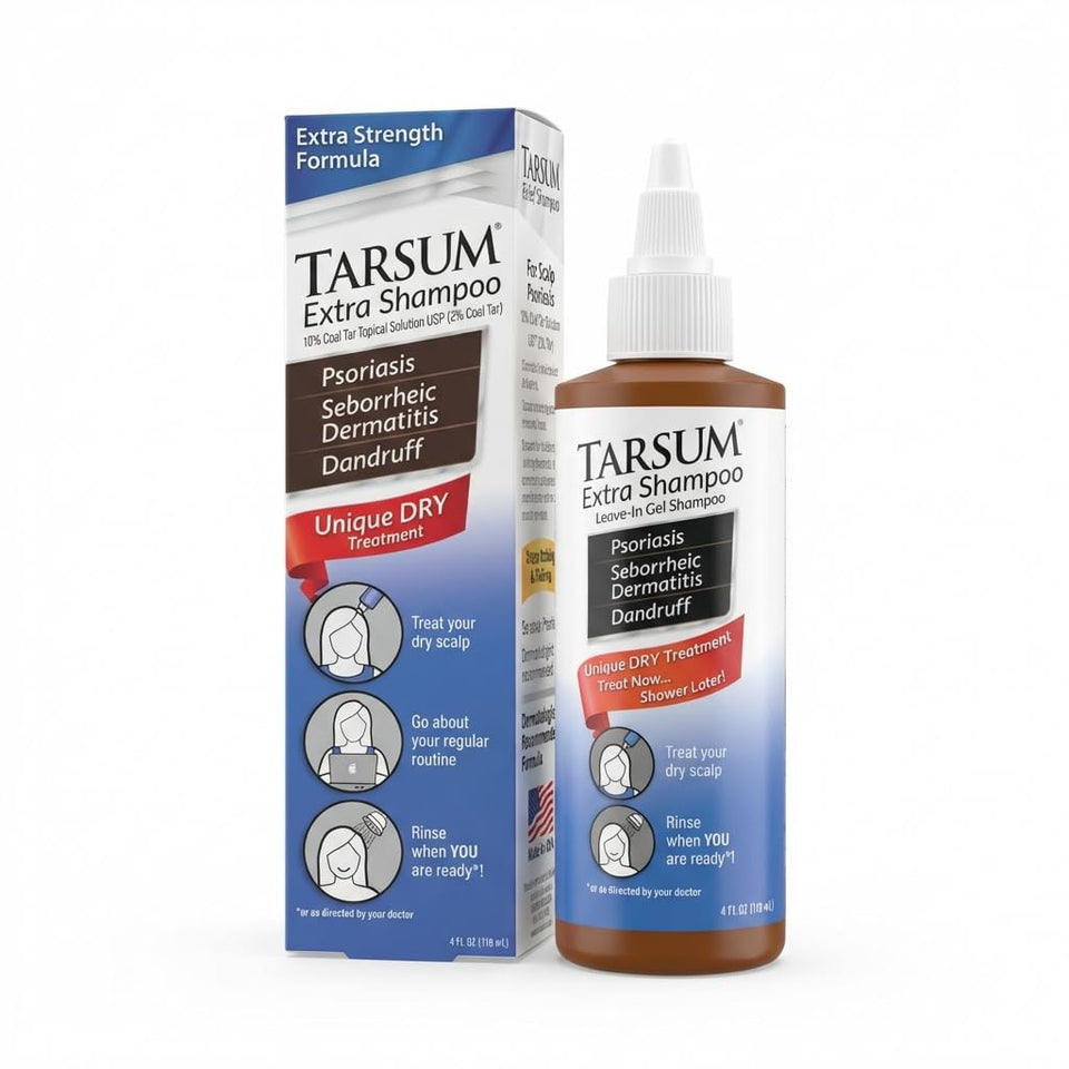 Tarsum front bottle showing branding and purpose for scalp relief