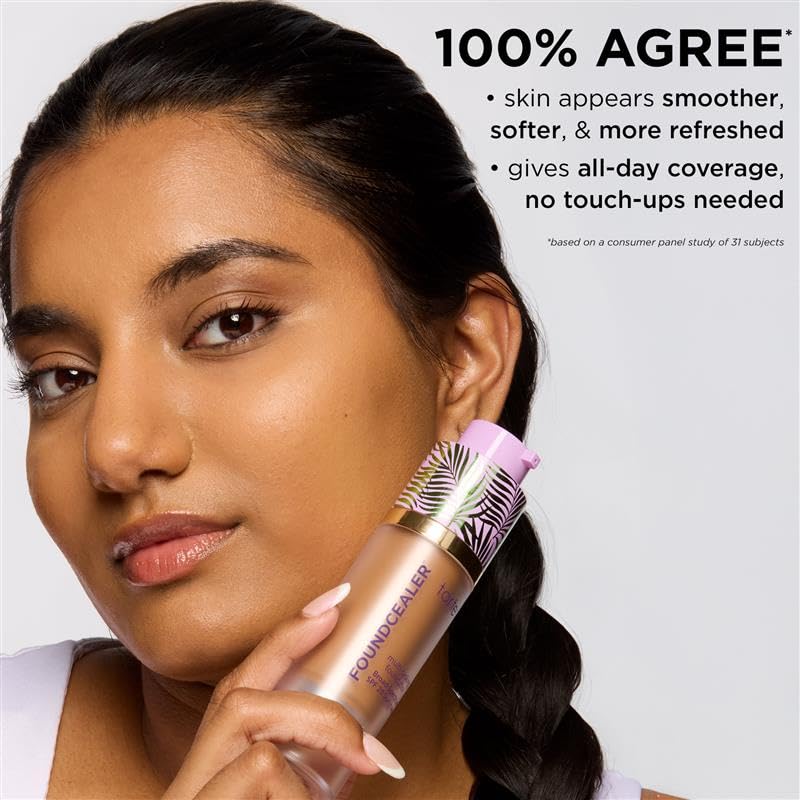 tarte creamy-foundcealer texture swirl highlighting dewy, blendable finish