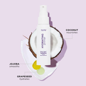 tarte primer applied to skin before foundation, smooths texture and improves wear
