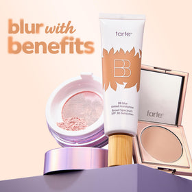 tarte on vanity with mirror suggesting routine-ready, everyday protection