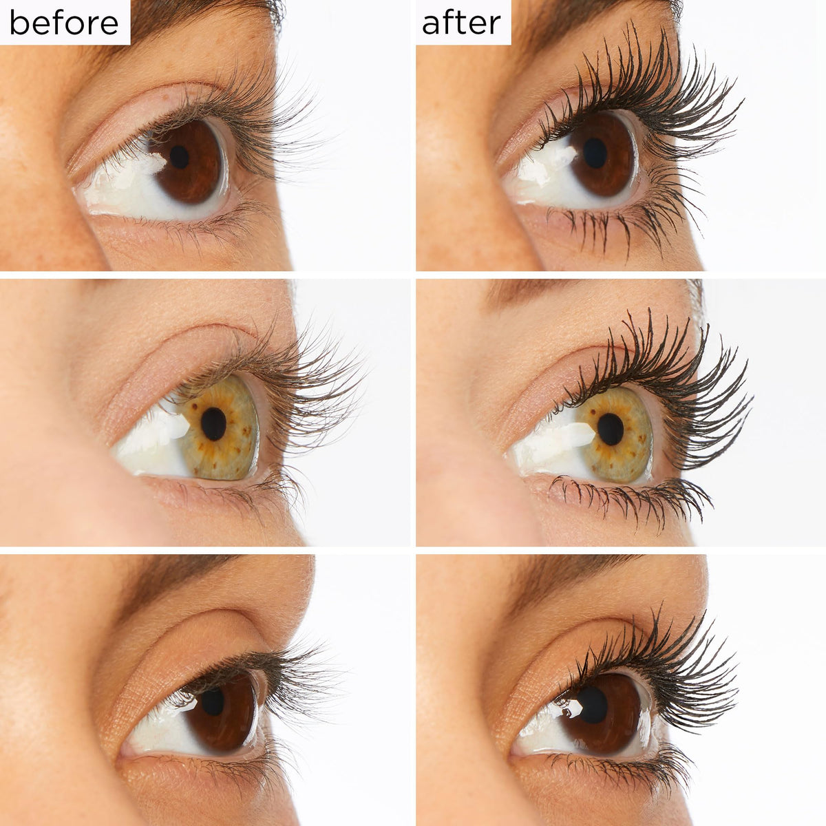 tarte before and after lash comparison showing fuller curl and length benefit