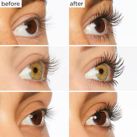 tarte before and after lash comparison showing fuller curl and length benefit