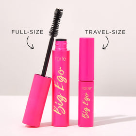 tarte lifestyle flatlay with mascara and cosmetics for everyday glamour