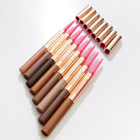 tarte product next to a hand to show full-size scale and portability