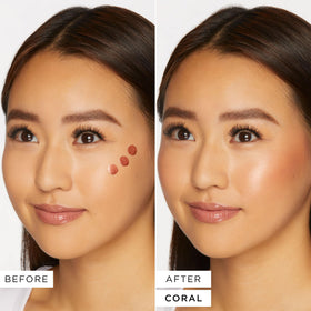 tarte cushion applicator close-up for precise, mess-free cheek placement