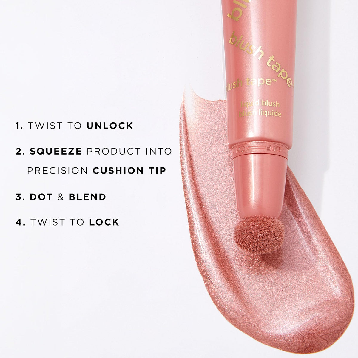 tarte on model cheeks illustrating natural coral glow suitable for everyday wear