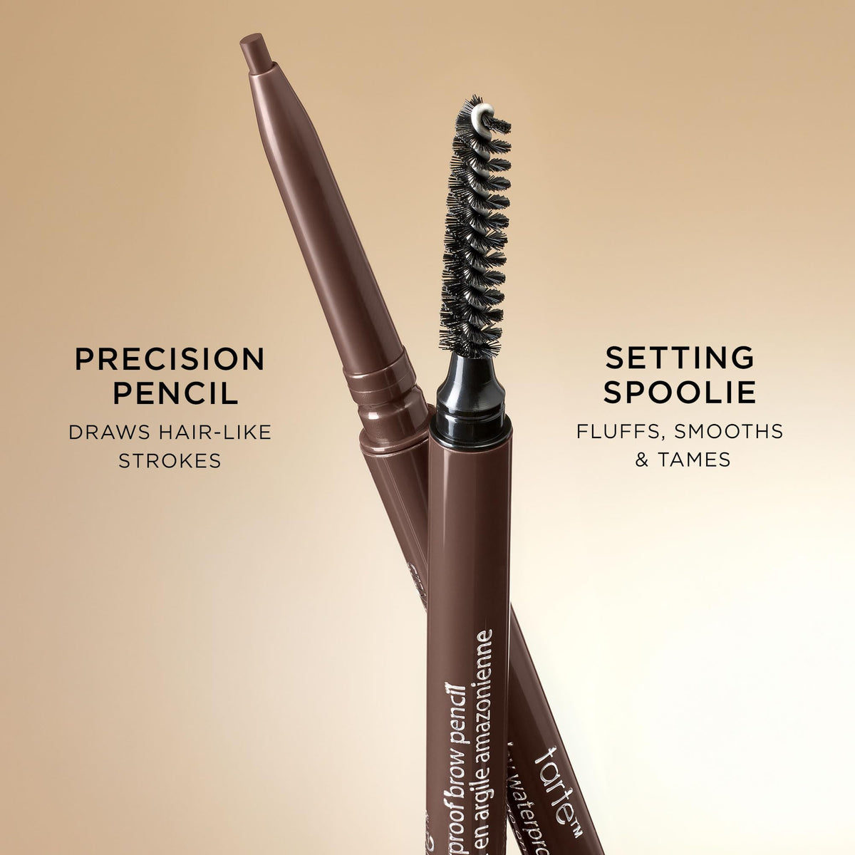 tarte pencil held in hand to show size and easy travel-friendly benefit