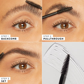 tarte before and after brows showing fuller laminated appearance