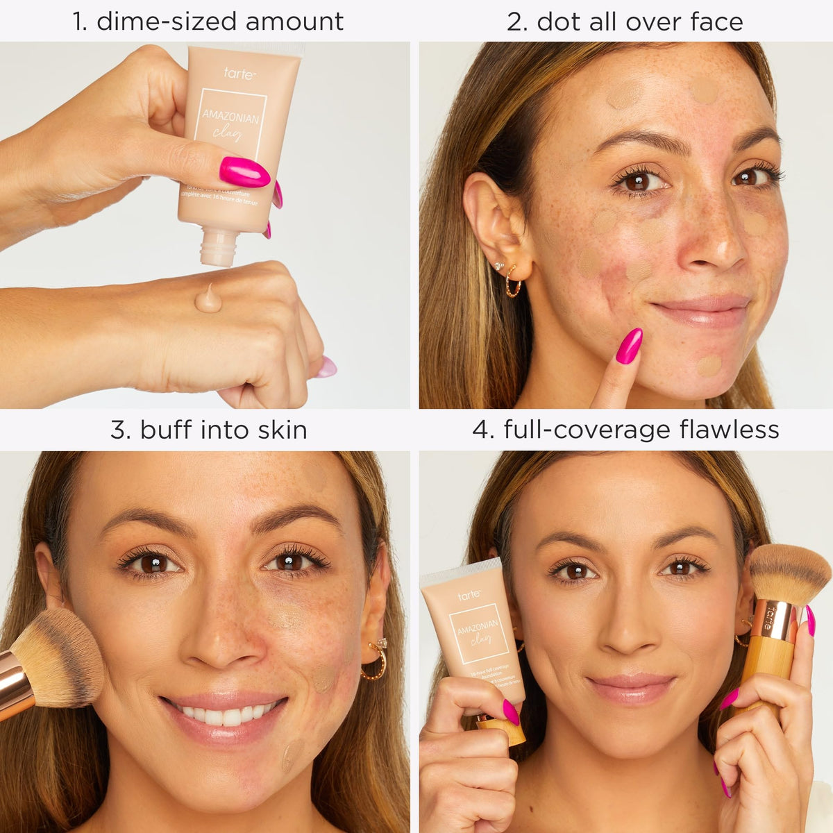 tarte foundation applied with brush showing smooth, even blending benefit