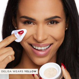 tarte creaseless setting powder pressed under eye to prevent creasing, brightens