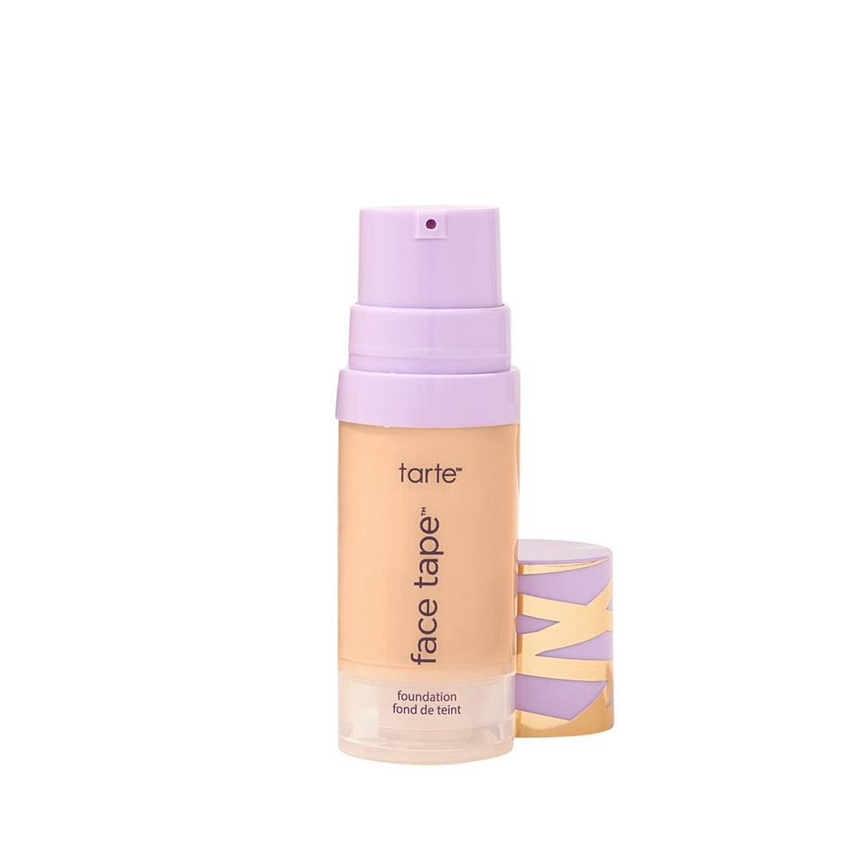 tarte front packaging travel-size foundation showing bottle and cap for easy carry