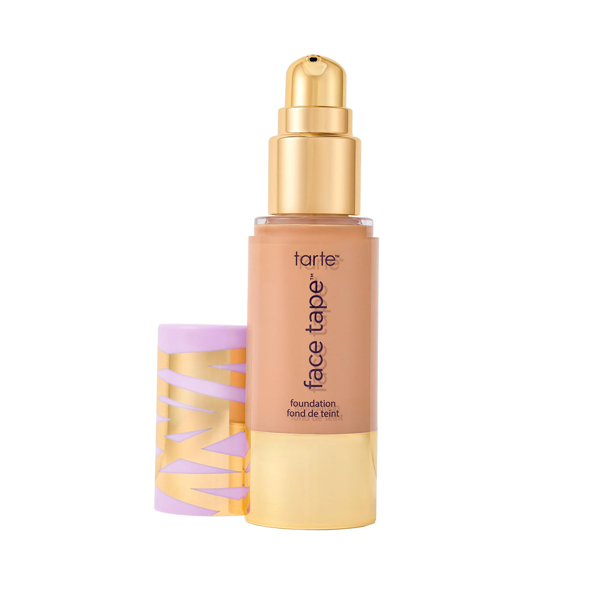 tarte face tape front packaging showing product and label, clear durable bottle for easy storage