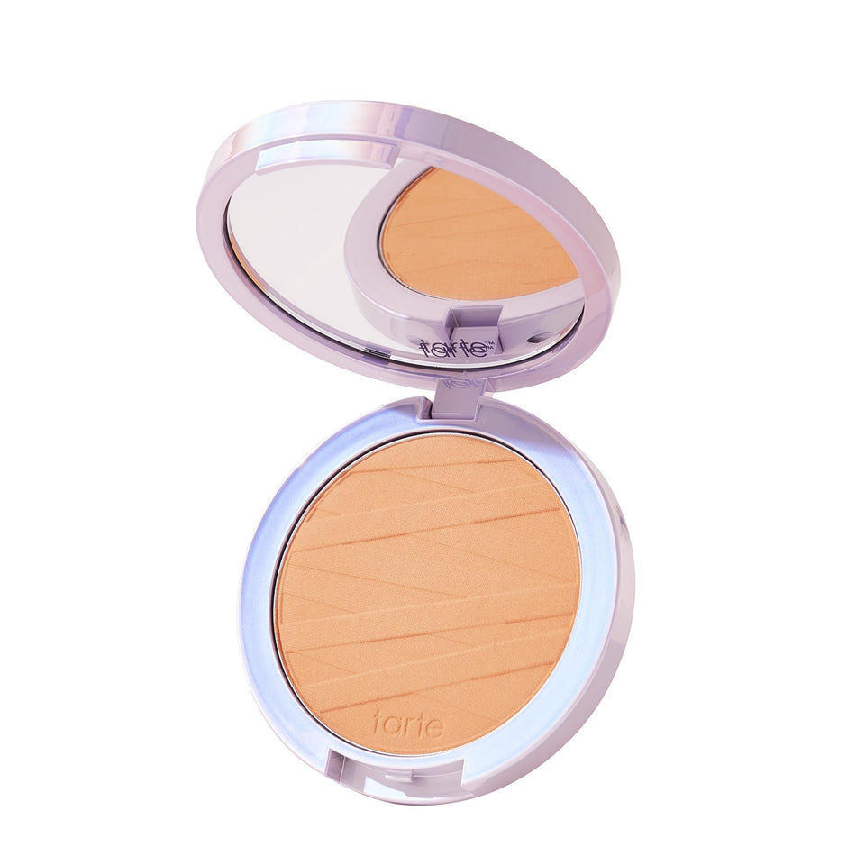 tarte compact front view showing sleek packaging and matte finish benefits