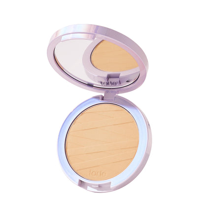 tarte compact front view showing sleek packaging and shade label