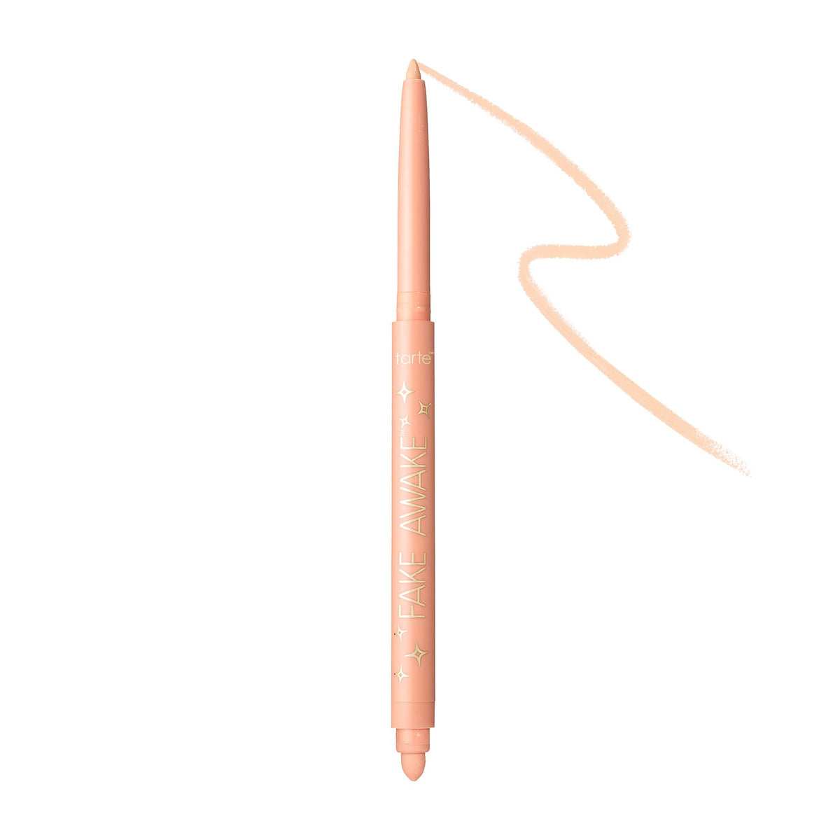 tarte front-view of twist-up pencil showing nude shade and cap, brightens instantly