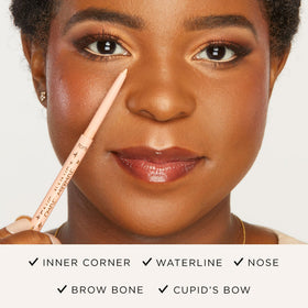 tarte application on inner eye corner, lifts and opens eyes visibly