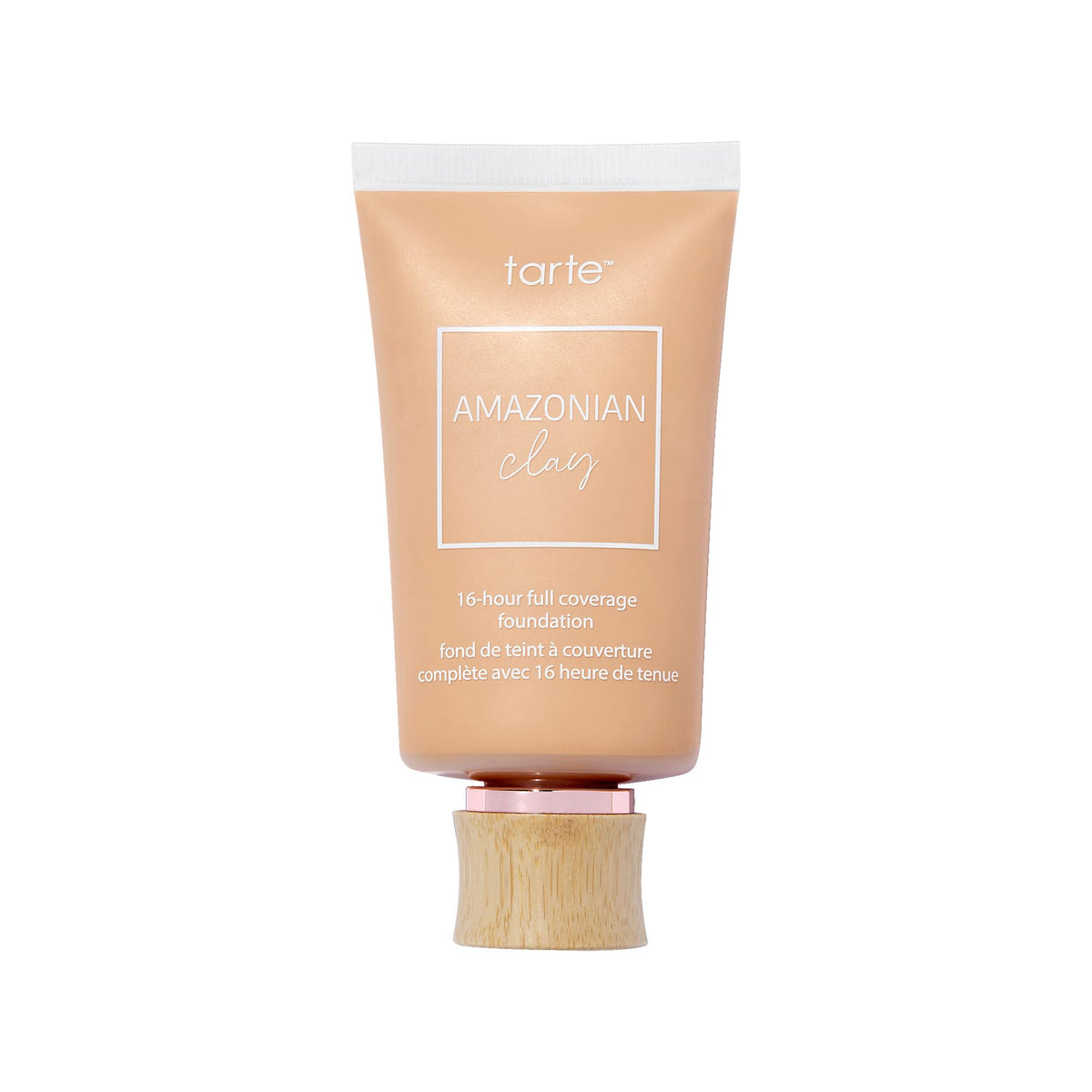 tarte front packaging showing full size bottle and shade, instant product recognition