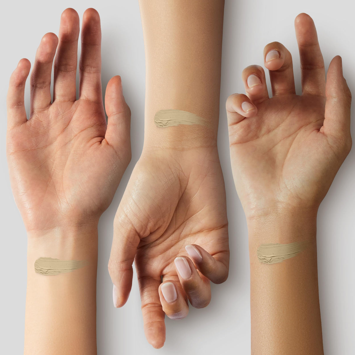 tarte arm swatch of light neutral shade shows true color and smooth coverage