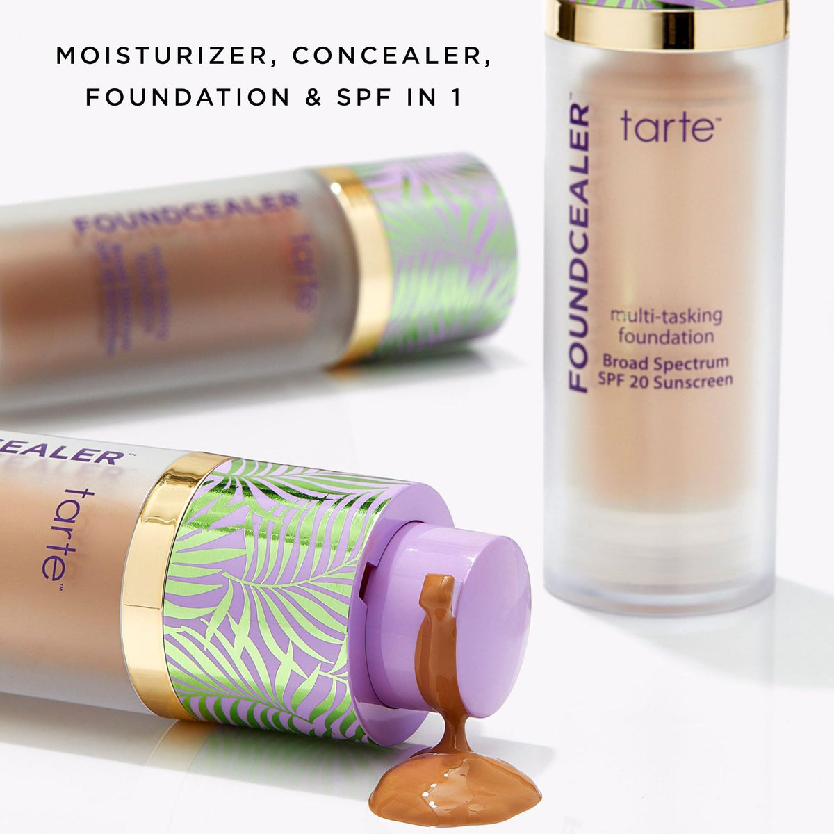 tarte product next to ingredient capsules showing SPF and nourishing actives