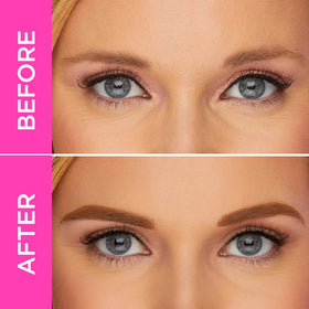 tarte angled brush creating hairlike strokes with pomade for precise brow shaping