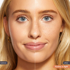 tarte freckle stamp in use on cheek demonstrating quick natural-looking effect