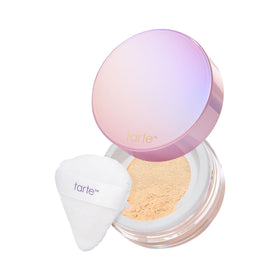tarte front packaging jar showing powder and label, travel-ready finish
