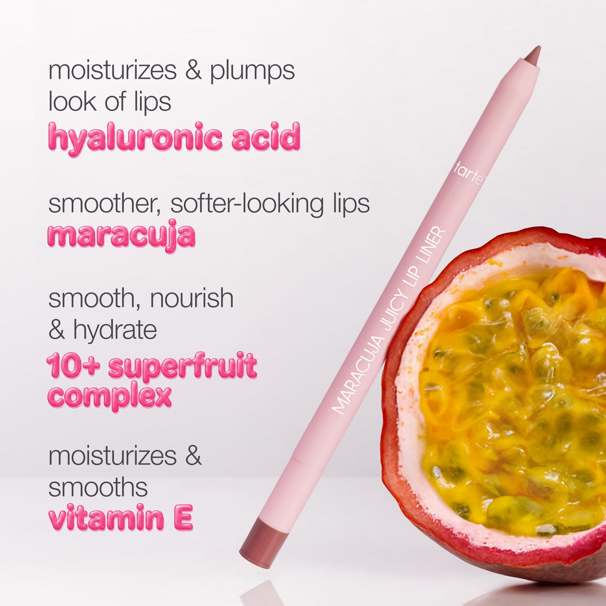 tarte label and claims display listing vegan cruelty-free benefits