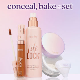 tarte before and after swatch comparing transfer resistance and improved makeup finish benefit