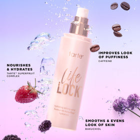 tarte mist applied to eyeshadow brush to intensify color payoff and pigment benefit