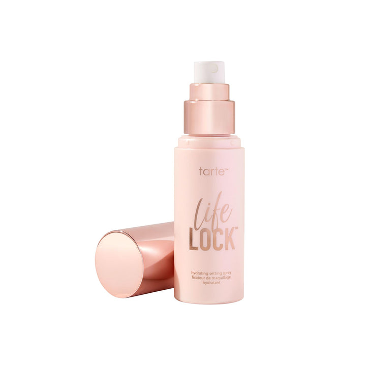 tarte front packaging of life lock spray shows bottle and label for easy identification and benefit